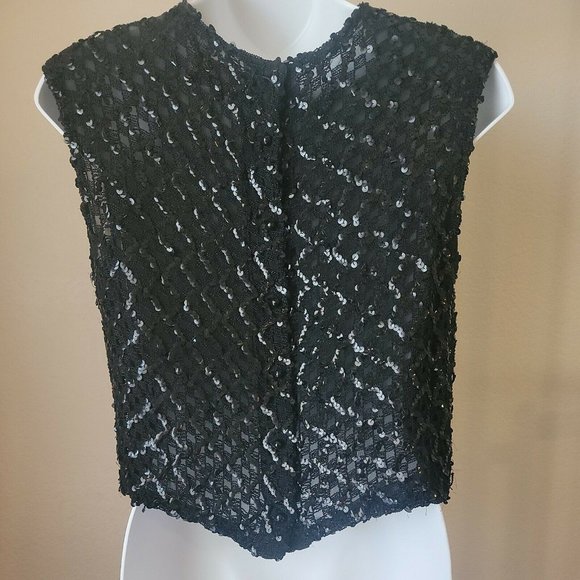 Koret of California True Vintage Knit crew neck black vest with sequins Small - Picture 4 of 8